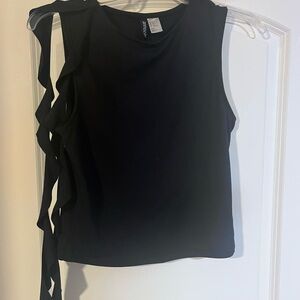 H&M Black Sleeveless Tank with Side Tie Detail